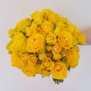 Brides Handtie yellow with Diamantes sq