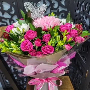 Flower arrangements handtie bouquet Timeless Flowers and Treats ht10 square
